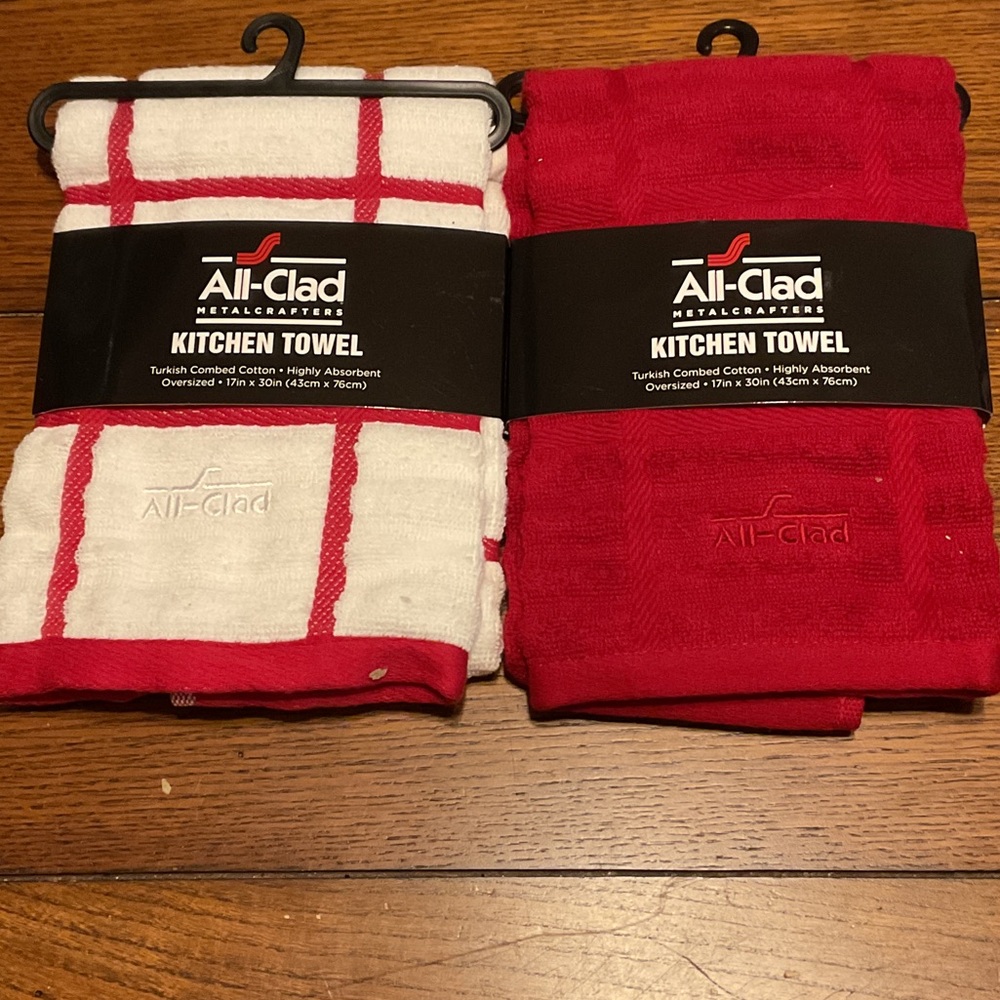 Two piece set of all clad kitchen towels, new with tags